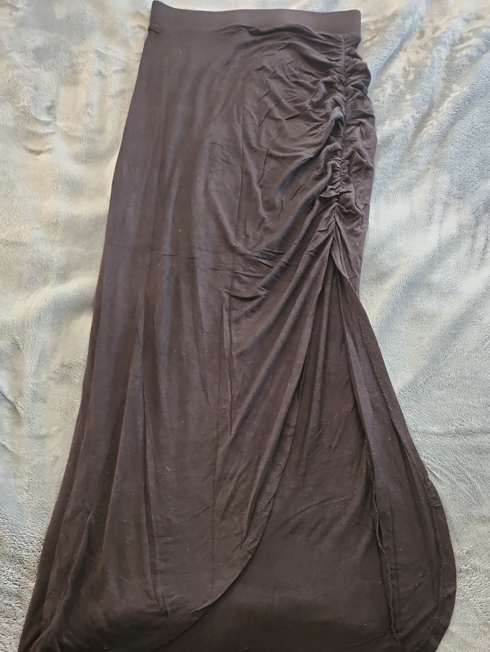 Charlotte Russe Black Ruched Side Maxi Skirt